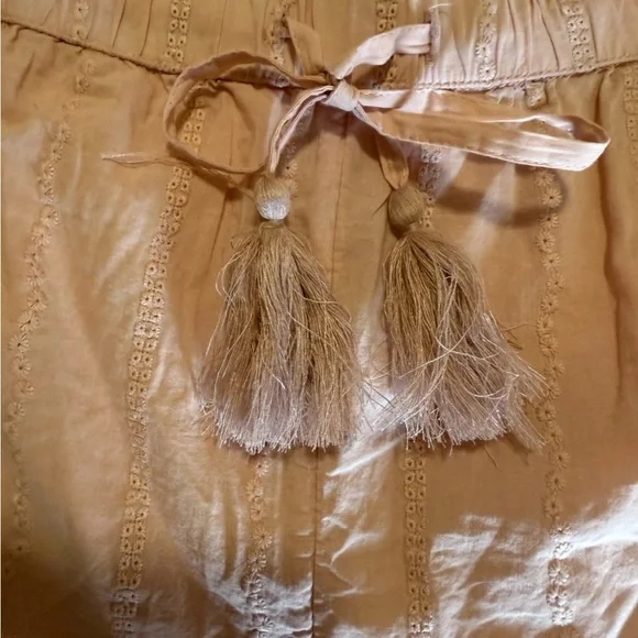 BEAUTIFUL off Shoulder Eyelet Ruffle Pajama Set SHABBY CHIC M boho 100% Cotton